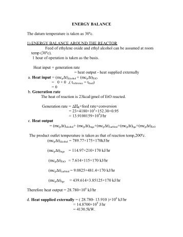 ENERGY BALANCE The datum temperature is taken as 30Âºc. 1 ...