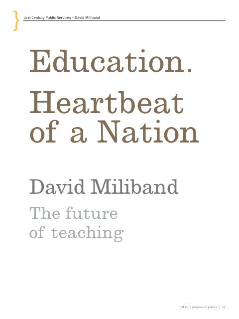 Education, Heartbeat of a Nation - Policy Network