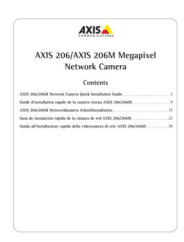 AXIS 206/206M Network Camera Quick Installation Guide