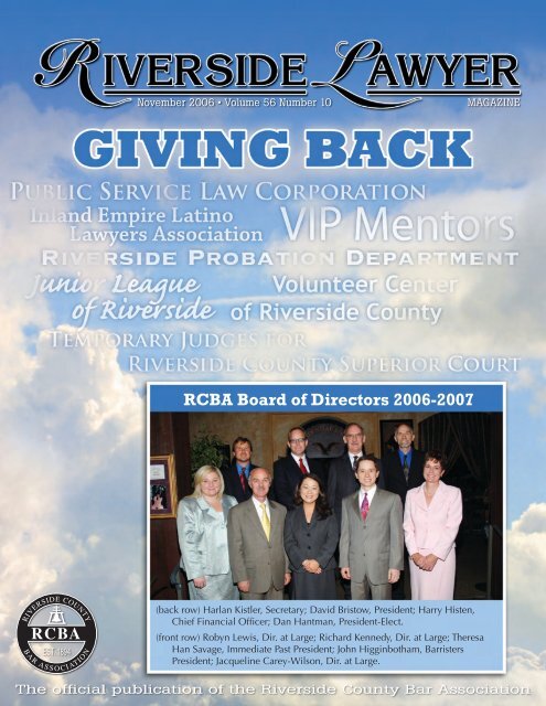 RCBA Board of Directors 2006-2007 - Riverside County Bar ...