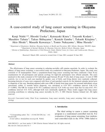A case-control study of lung cancer screening in Okayama ...