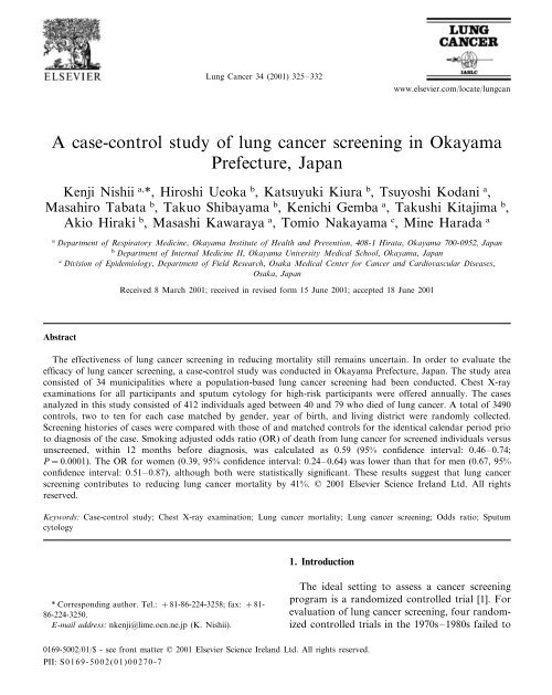 A case-control study of lung cancer screening in Okayama ...