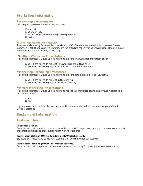 Sample Workshop Proposal Submission Form - Isteconference.org