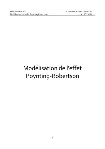 ModÃ©lisation de l'effet Poynting-Robertson - hypo-theses.com