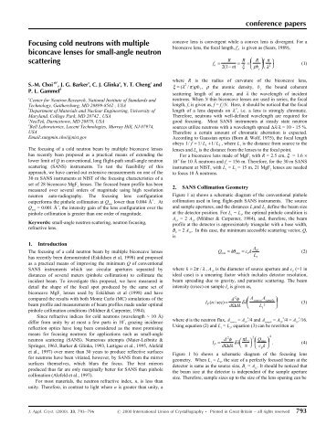 Focusing cold neutrons with multiple biconcave lenses for small ...