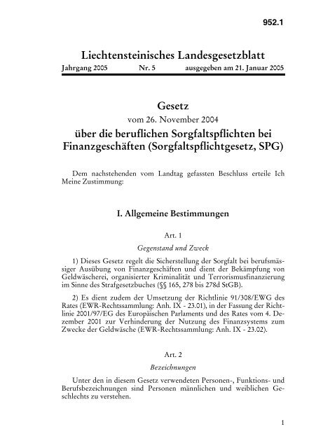 Liechtensteinisches Landesgesetzblatt Gesetz 
