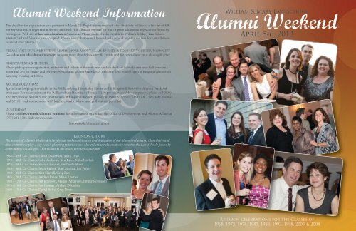 Alumni Weekend Information - William & Mary Law