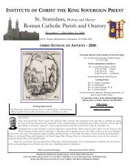 Roman Catholic Parish and Oratory - Institute of Christ the King ...