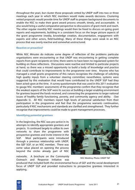 UNDP Small Grants Programme Evaluation Report June 2011