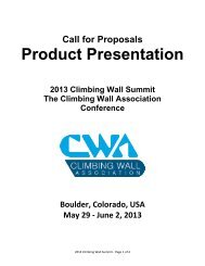 Product Presentation (pdf) - Climbing Wall Association