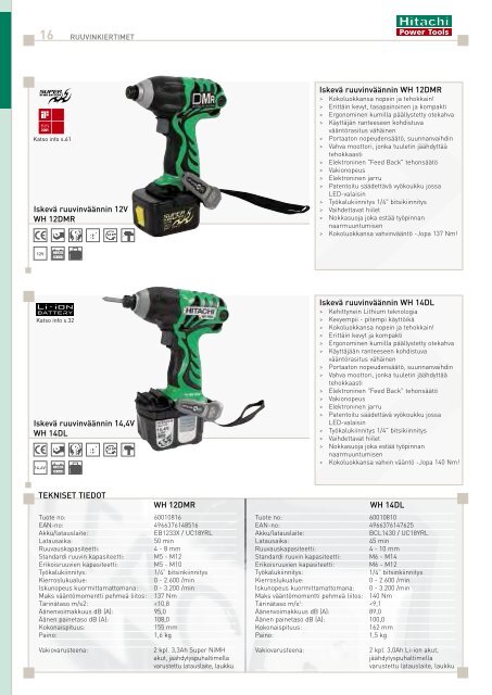 Lataa pdf-tiedosto - Hitachi Power Tools Finland Oy