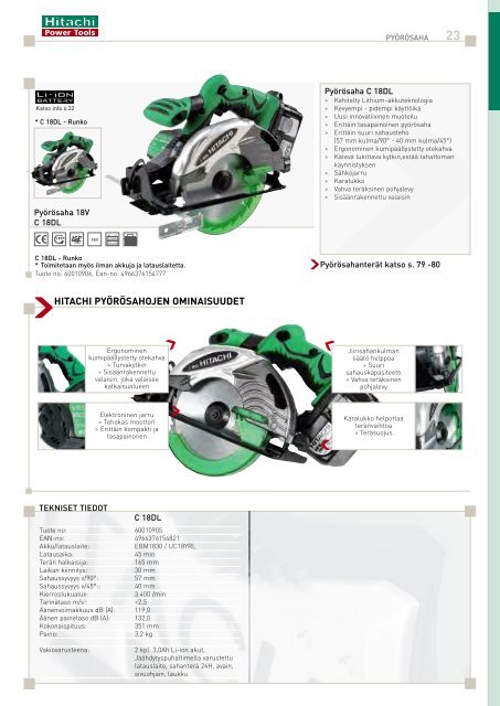 Lataa pdf-tiedosto - Hitachi Power Tools Finland Oy