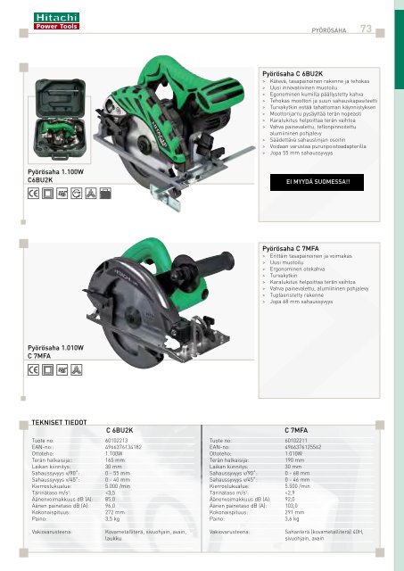 Lataa pdf-tiedosto - Hitachi Power Tools Finland Oy