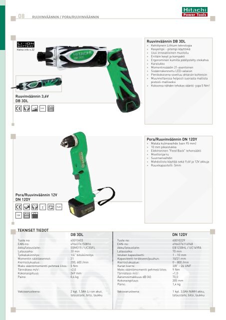 Lataa pdf-tiedosto - Hitachi Power Tools Finland Oy