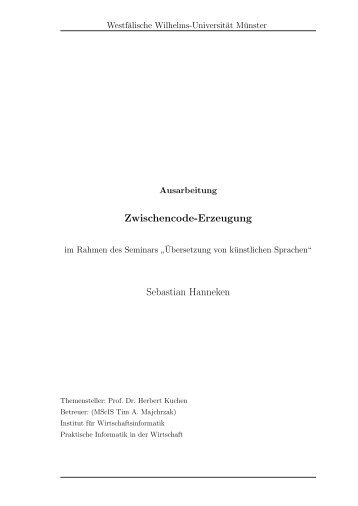 Zwischencode-Erzeugung Sebastian Hanneken - University of ...
