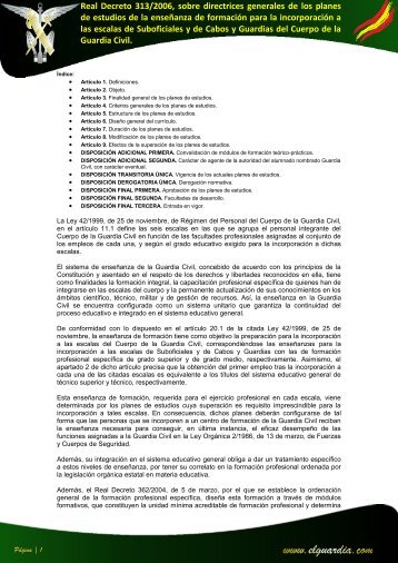 Real Decreto 313/2006, sobre directrices generales de los planes ...
