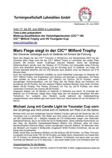 Marc Fiege siegt in der CIC** Milford Trophy - Luhmühlen