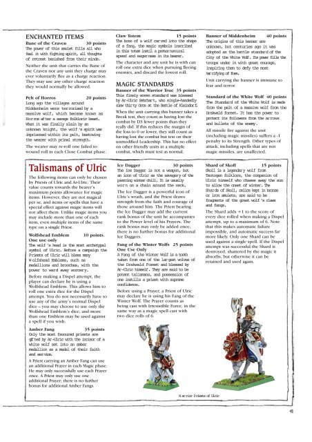 Cult of Ulric Special Rules