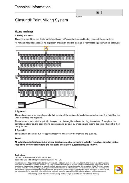 E 1 GlasuritÂ® Paint Mixing System