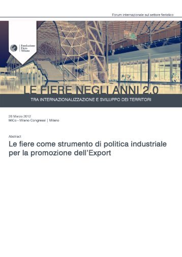 Le fiere come strumento di politica industriale per la promozione dell