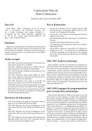Curriculum Vitae de Alain Colmerauer - Colmerauer, Alain - Free