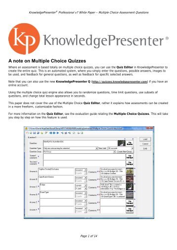 Multiple Choice Questions - KnowledgePresenter