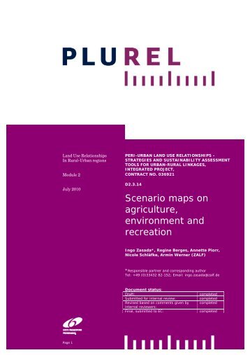 Scenario maps on agriculture, environment and recreation - Plurel