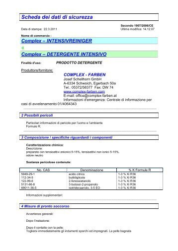 Scheda dei dati di sicurezza - COMPLEX Farben