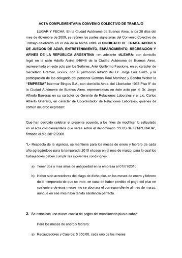 ACTA COMPLEMENTARIA CONVENIO COLECTIVO DE ... - ALEARA