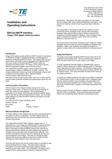 Integra 1630 MSTP manual - Crompton Instruments