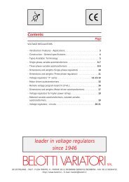 leader in voltage regulators since 1946 - Belotti variatori