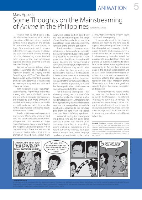 In this Issue - The Japan Foundation, Manila
