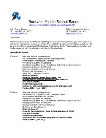 Rockvale Middle School Bands