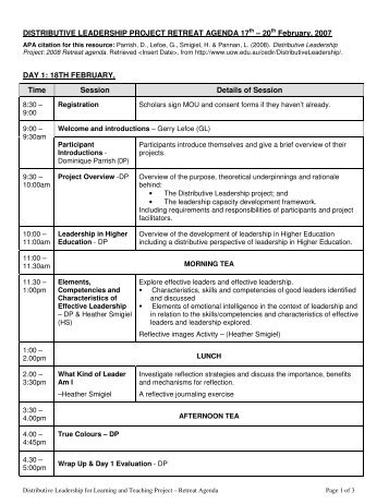 2008 Leadership Retreat Agenda