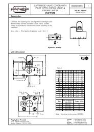 cartridge valve cover with pilot optd. check valve & stroke limiter cvc