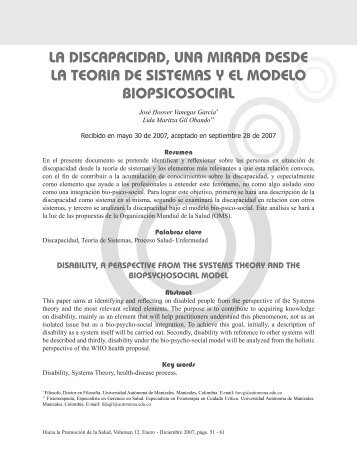 la discapacidad, una mirada desde la teoria de - Hacia la ...