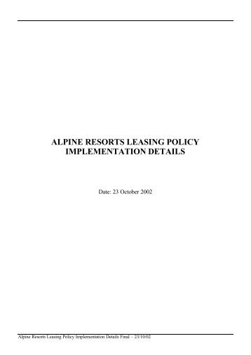 Alpine Resorts Leasing Policy Implementation ... - Mount Hotham