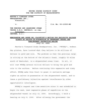 Memorandum and Order - RMS Republic