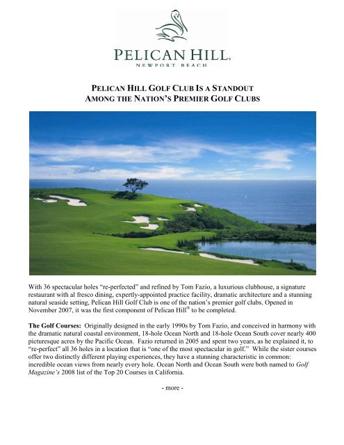 pelican hill golf club is a standout among the nation's premier golf ...