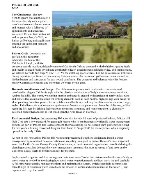 pelican hill golf club is a standout among the nation's premier golf ...