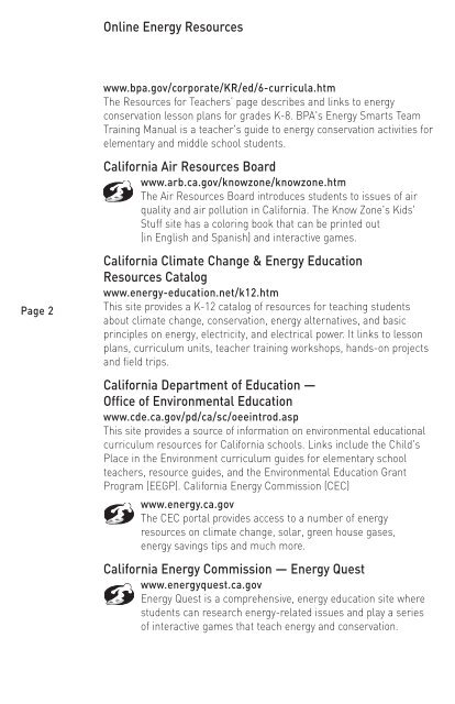 Online Energy Resources for Educators