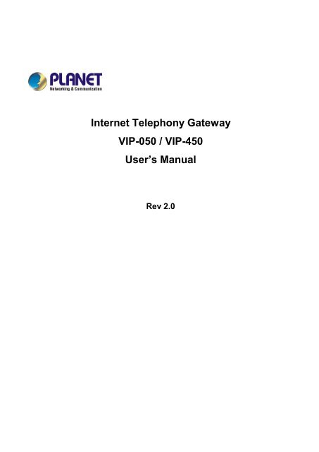 Internet Telephony Gateway VIP-050 / VIP-450 User's Manual