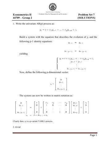 Econometrics II Problem Set 7 44709 â Group 2 (SOLUTIONS)