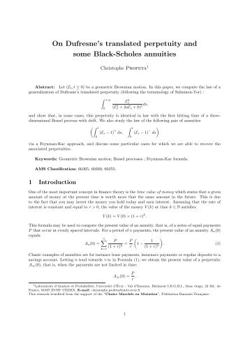 On Dufresne's translated perpetuity and some Black-Scholes annuities