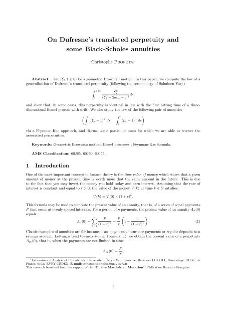 On Dufresne's translated perpetuity and some Black-Scholes annuities