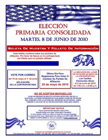 Muestra de Balota - Riverside County Registrar of Voters