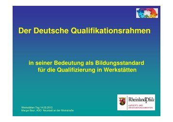Der Deutsche Qualifikationsrahmen (DQR) - WerkstÃ¤tten:Messe