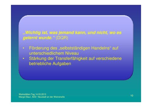 Der Deutsche Qualifikationsrahmen (DQR) - WerkstÃ¤tten:Messe