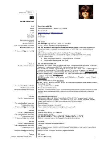 Curriculum vitae Costea Carmen-Eugenia prof.univ.dr. ASE ...