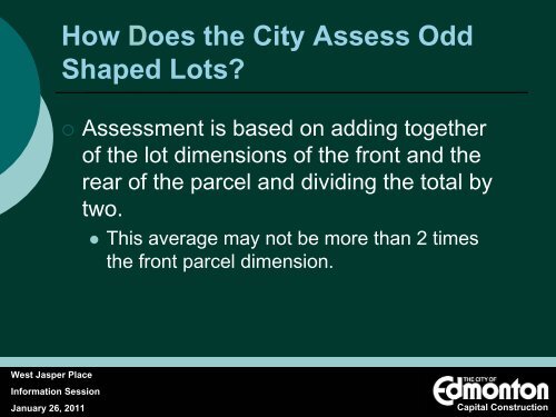 LOCAL IMPROVEMENTS - City of Edmonton